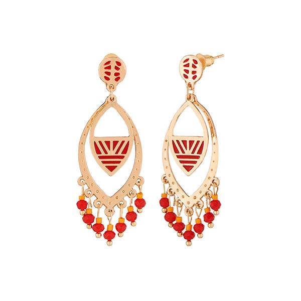 Urthn Red Meenakari Gold Plated Dangler Earrings - 1312516A