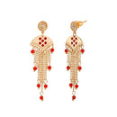 Urthn Red Meenakari Gold Plated Dangler Earrings