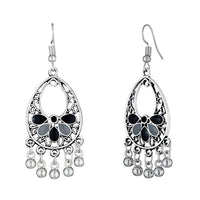 Jeweljunk Black Meenakari Rhodium Plated Afghani Earrings - 1312525A