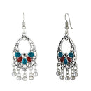 Jeweljunk Rhodium Plated Blue Meenakari Afghani Earrings - 1312525E