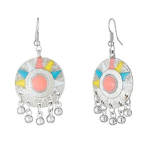 Jeweljunk Rhodium Plated Multi Meenakari Afghani Earrings - 1312526B