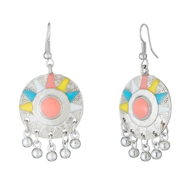 Jeweljunk Rhodium Plated Multi Meenakari Afghani Earrings - 1312526B