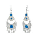 Jeweljunk Blue Meenakari Rhodium Plated Afghnai Earrings - 1312529D