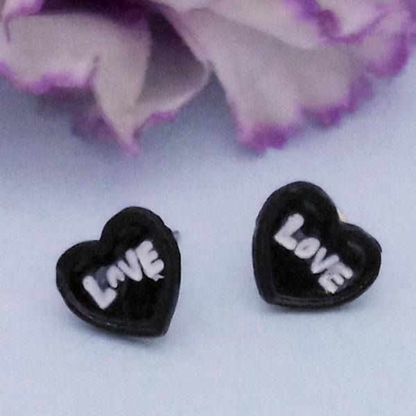 Kriaa Silver Plated Love Heart Shape Stud Earrings