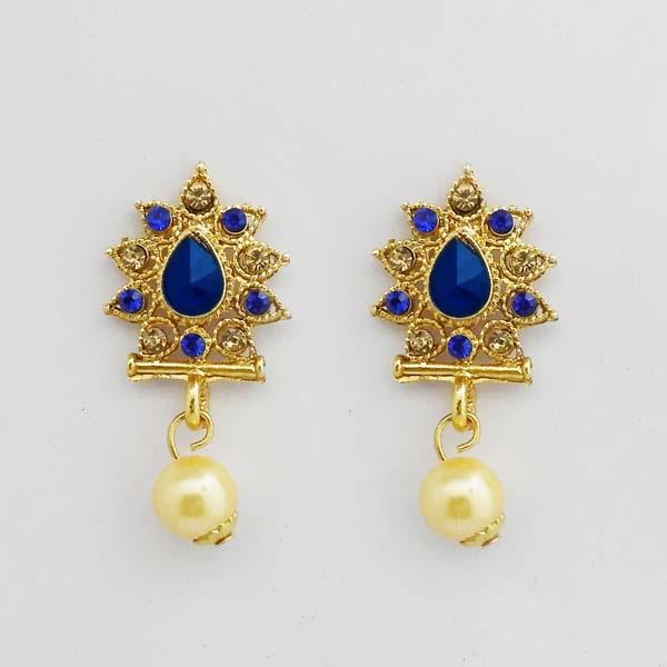 Kriaa Gold Plated Blue Austrian Stone Stud Earrings - 1312709B