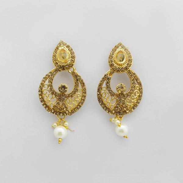 Kriaa Brown Austrian Stone Gold Plated Dangler Earrings - 1312710A