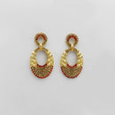 Kriaa Orange Austrian Stone Gold Plated Dangler Earrings - 1312711F