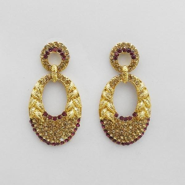 Kriaa Purple Austrian Stone Gold Plated Dangler Earrings - 1312711H