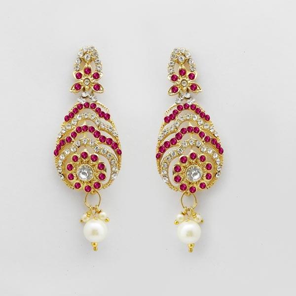 Kriaa Gold Plated Pink Austrian Stone Dangler Earrings - 1312712O