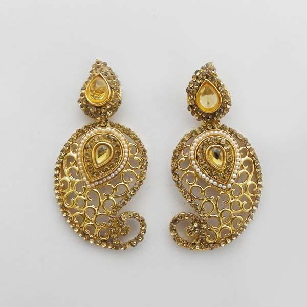 Kriaa Brown Austrian Stone Gold Plated Dangler Earrings - 1312719A