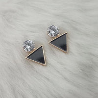 Kriaa Black Enemal Crystal Stone Gold Plated Stud Earrings - 1312810
