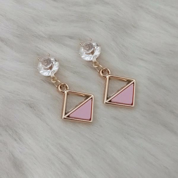 Kriaa Pink Enamel Crystal Stone Gold Plated Stud Earrings - 1312812E