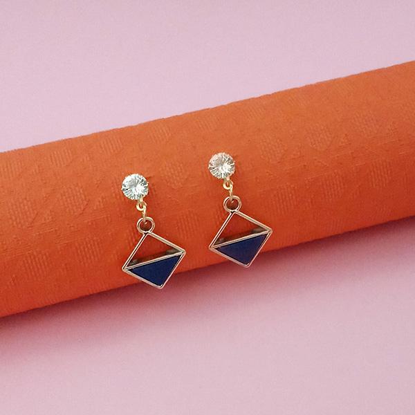 Kriaa Blue Enamel Crystal Stone Gold Plated Stud Earrings - 1312812H