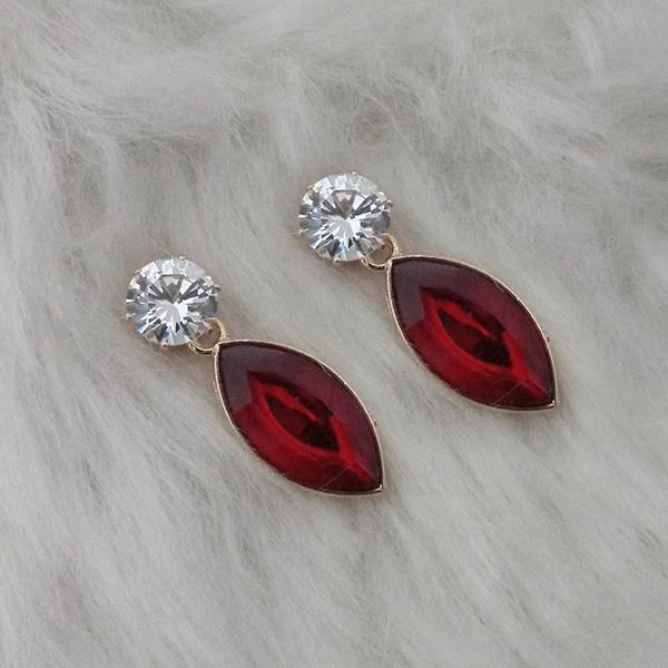 Kriaa Maroon Crystal Stone Gold Plated Stud Earrings - 1312817H