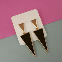 Urthn Gold Plated Black Enamel Dangler Earrings - 1312833