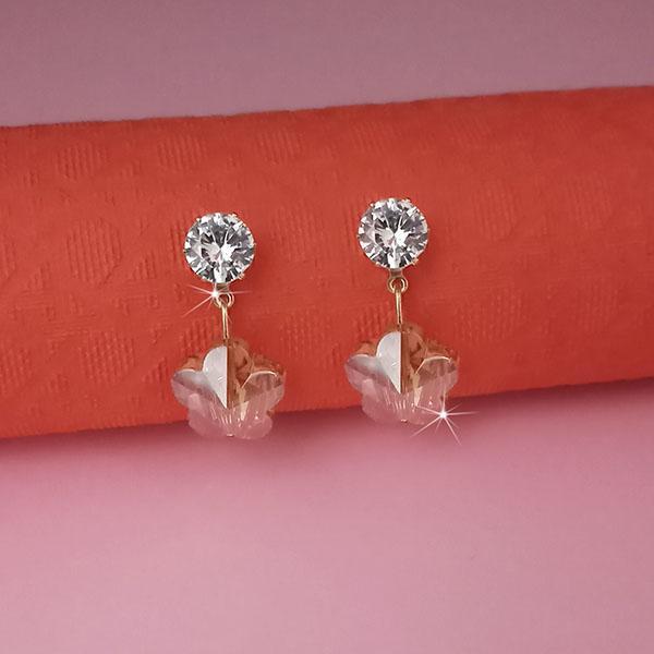 Kriaa Peach Crystal And Austrian Stone Stud Earrings - 1312848C