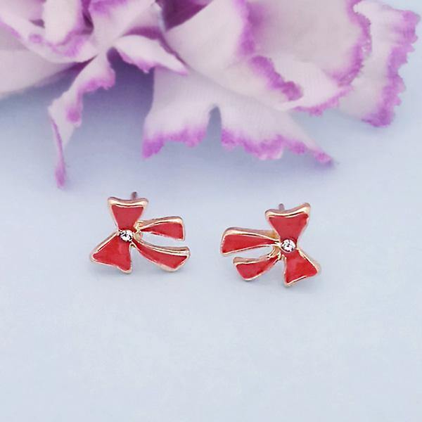 Kriaa Red Enamel Austrian Stone Gold Plated Stud Earrings