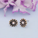 Kriaa Gold Plated Black Meenakari Stud Earrings - 1312869B