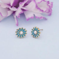 Kriaa Blue Enamel And Pearl Gold Plated Stud Earrings