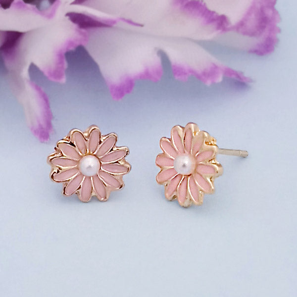 Kriaa Gold Plated Pink Meenakari Stud Earrings - 1312869G