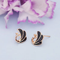 Kriaa Black Enamel Austrian Stone Gold Plated Stud Earrings - 1312870F