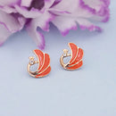 Kriaa Gold Plated Orange Meenakari Stud Earrings - 1312870G