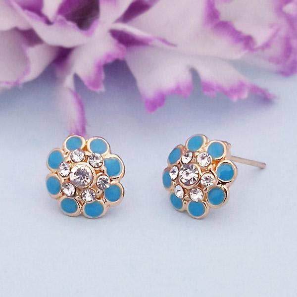 Kriaa Gold Plated Blue Meenakari Austrian Stone Stud Earrings