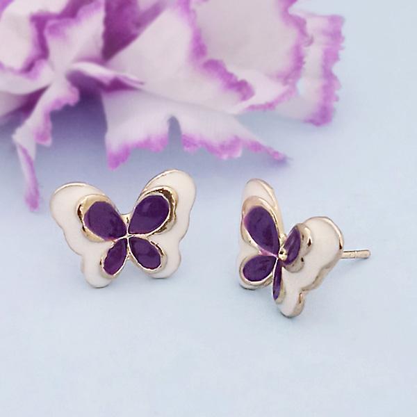 Kriaa Black Enamel Gold Plated Stud Earrings