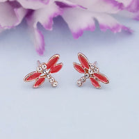 Kriaa Red Meenakari Austrian Stone Stud Earrings - 1312874F