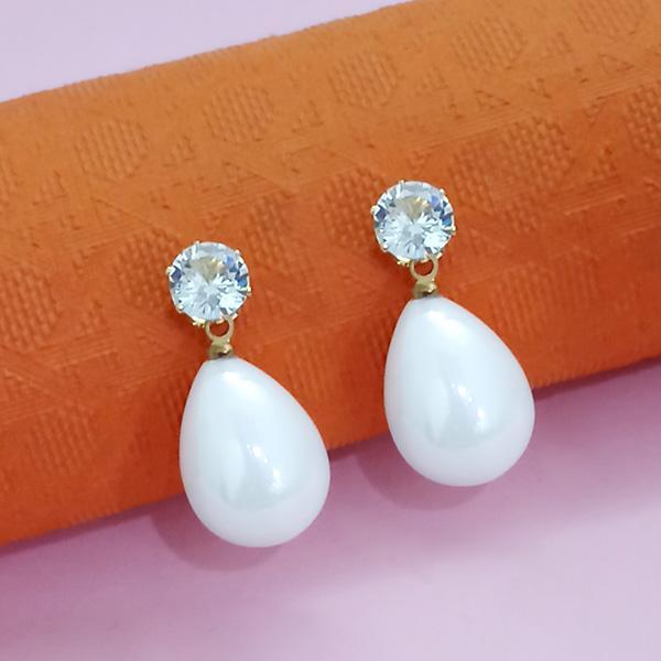 Kriaa Gold Plated White Austrian Stone Stud Earrings - 1312879A