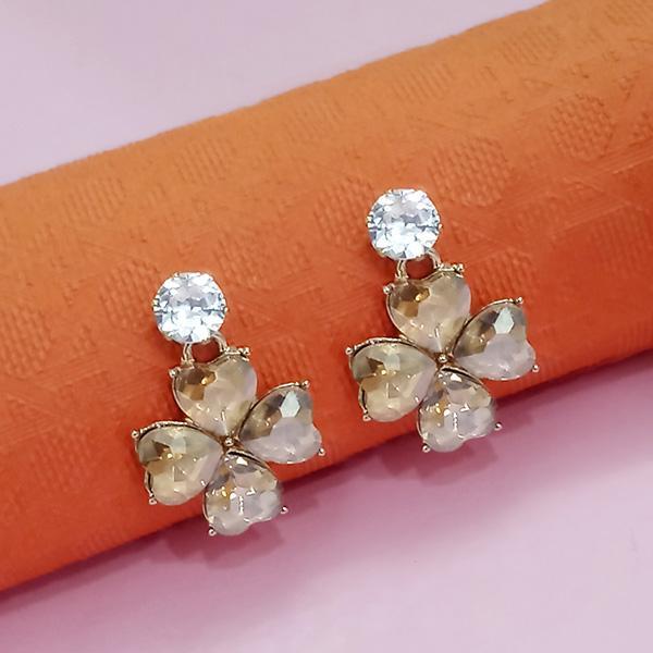 Kriaa Gold Plated Peach Austrian Stone Stud Earrings  - 1312880C