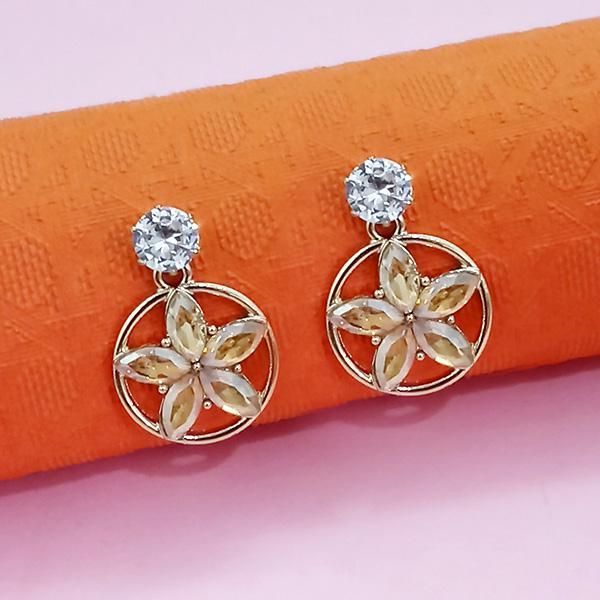 Kriaa Gold Plated Peach Austrian Stone Stud Earrings  - 1312883C