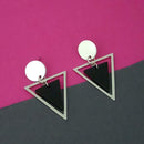 Urthn Silver Plated Black Enamel Dangler Earrings  - 1312885
