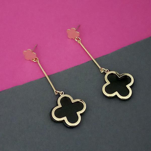 Urthn Gold Plated Black Enamel Dangler Earrings - 1312888B