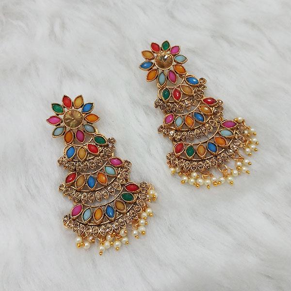 Labdhi Multi Kundan Stone Gold Plated Dangler Earrings - 1312902A