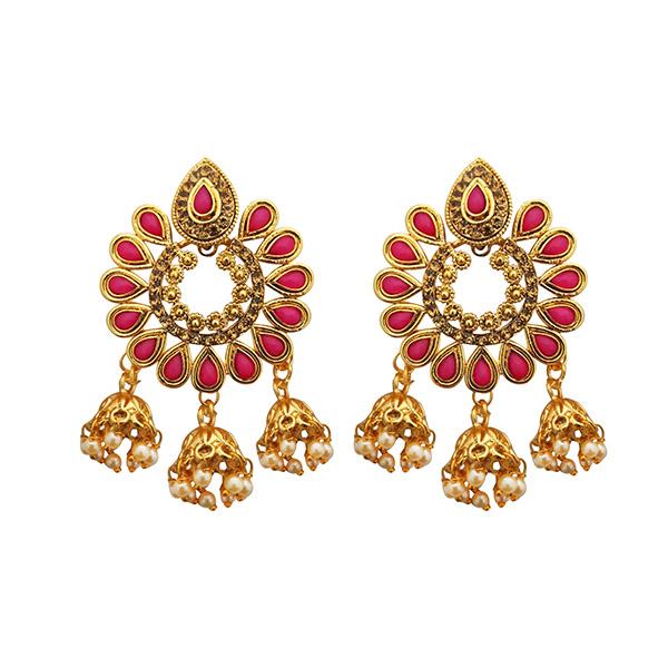 Kriaa Brown Austrian Stone Gold Plated Dangler Earrings - 1312907A