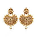 Kriaa Gold Plated Brown Kundan Stone Dangler Earrings