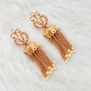 Kriaa Gold Plated AD Stone Pearl Drop Dangler Earrings