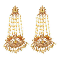 Kriaa Brown Austrian Stone Gold Plated Pearl Dangler Earrings - 1312952D