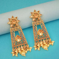 Kriaa Gold Plated Brown Austrian Stone Dangler Earrings - 1312956