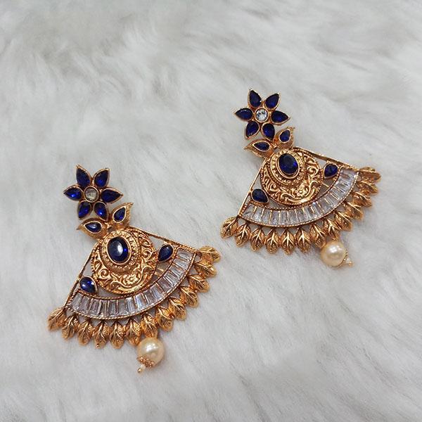 Kriaa AD Stone Gold Plated Dangler Earrings - 1313006C