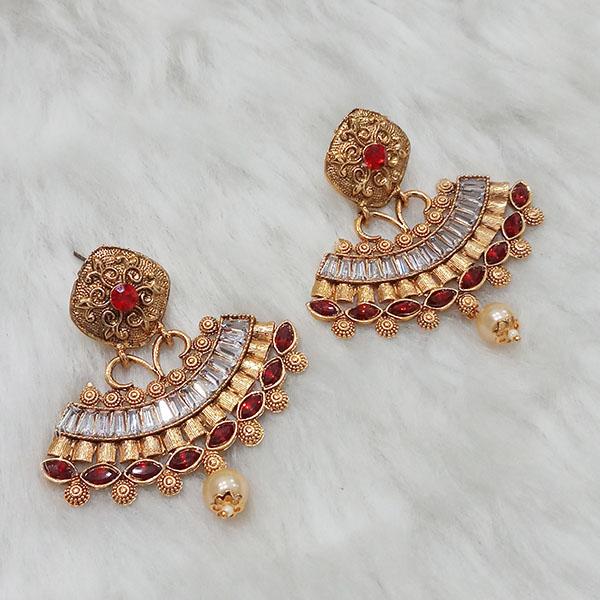 Kriaa Gold Plated AD Stone Dangler Earrings - 1313008B