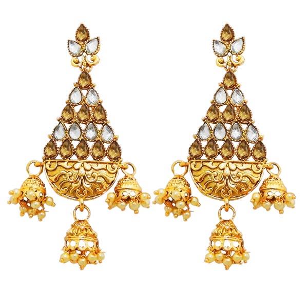 Kriaa Austrian Stone Gold Plated Dangler Earrings