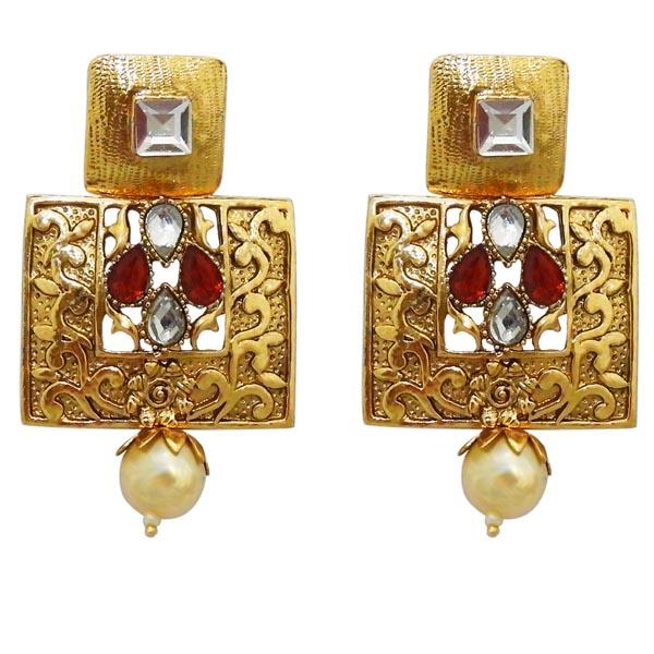 Kriaa Gold Plated Austrian Stone Dangler Earrings - 1313018B