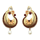 Kriaa Gold Plated Multi AD Stone Pearl Drop Dangler Earrings - 1313032