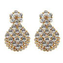 Kriaa Gold Plated White AD Stone Dangler Earrings - 1313033