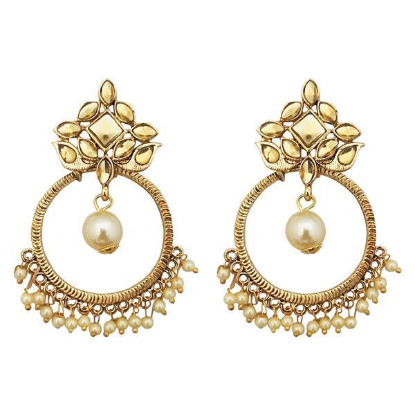 Kriaa Gold Plated Brown Austrian Stone Dangler Earrings - 1313037