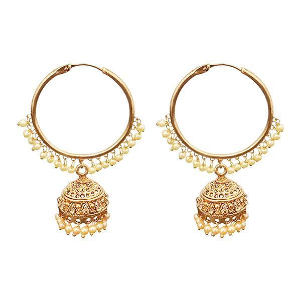 Kriaa Gold Plated Pearl Jhumki Earrings - 1313038