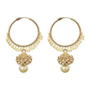 Kriaa Gold Plated Brown Austrian Stone And Pearl Jhumki Earrings - 1313044