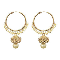 Kriaa Gold Plated Brown Austrian Stone And Pearl Jhumki Earrings - 1313044